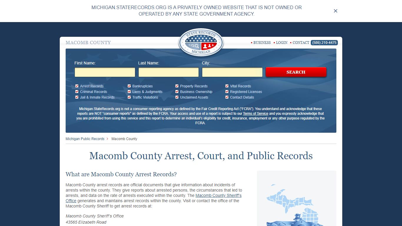 Macomb County Arrest, Court, and Public Records
