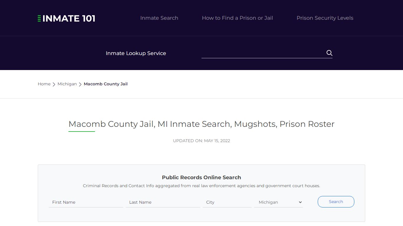 Macomb County Jail, MI Inmate Search, Mugshots, Prison ...